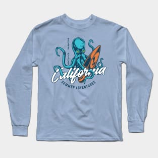 Vintage octopus illustration california Long Sleeve T-Shirt